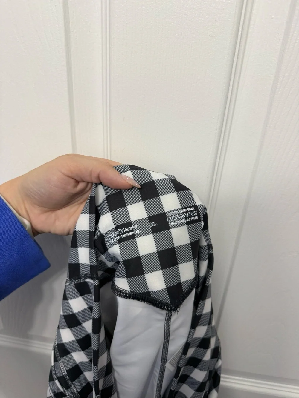 Old Navy Black and White Gingham High-Waist Bike Shorts